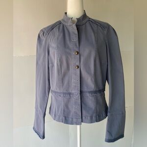 White House Black Market Womens Slate Blue Blazer Jacket Sz 12 Like New